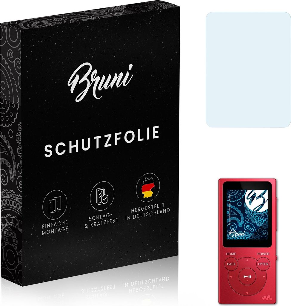 Bruni Basics-Clear 2x Schutzfolie kompatibel mit Sony Walkman NW-E393 / NW-E394 Folie