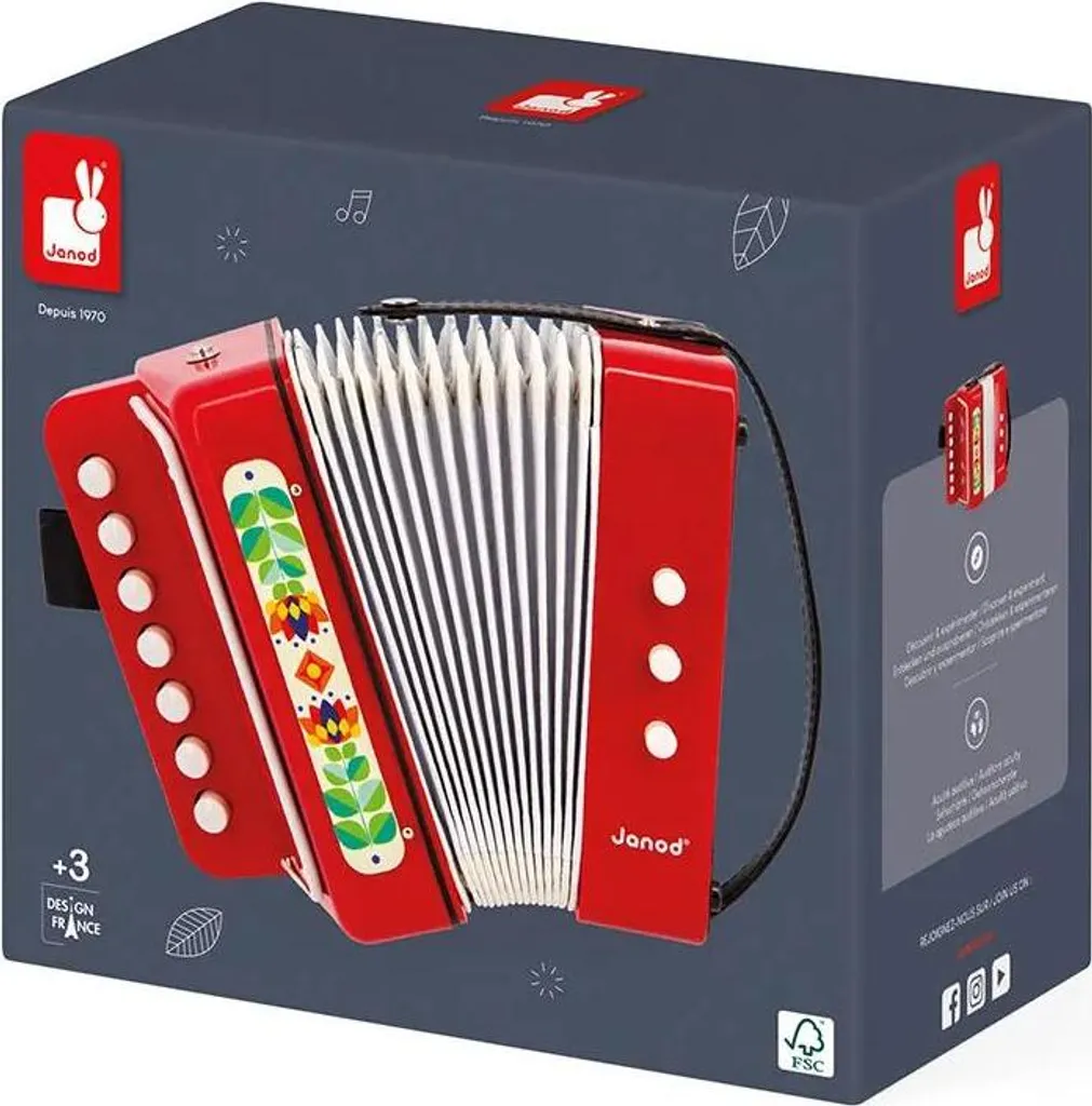 Accordéon Janod Gioia Rouge : Cadeau Idéal Éveil Musical des Petits