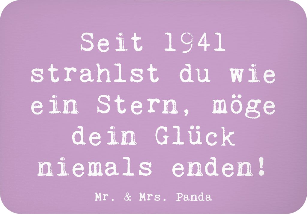Mr. & Mrs. Panda Kühlschrankmagnet Spruch 1941 Geburtstag Stern - Lavendeltraum - Geschenk, Notizhalter, Glückwunsch, Alles gut zum, haftmagnet, ...