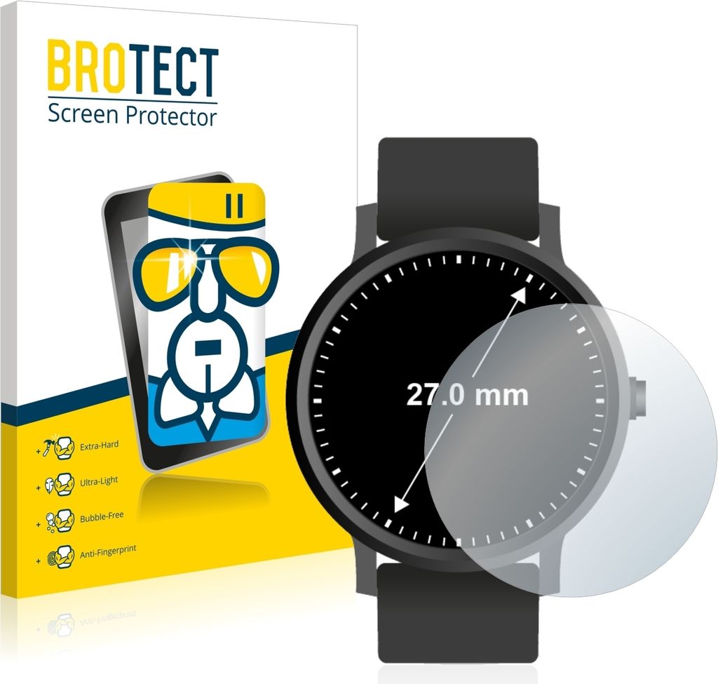 BROTECT Schutzglas für Armbanduhren (Kreisrund, ø: 27 mm) Schutzfolie Panzer Folie Glas Display Schutz klar