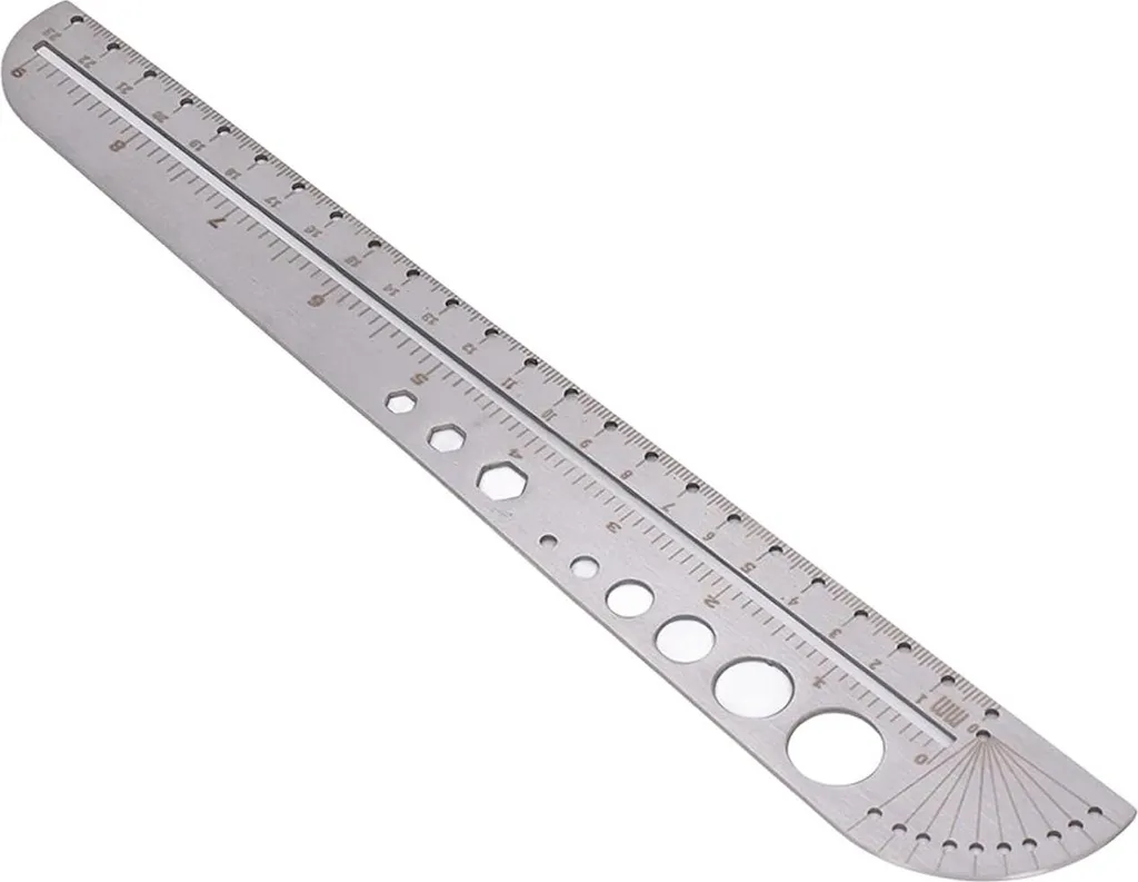 Règle de mesure pour bureau d'architecte en inox et cuir véritable