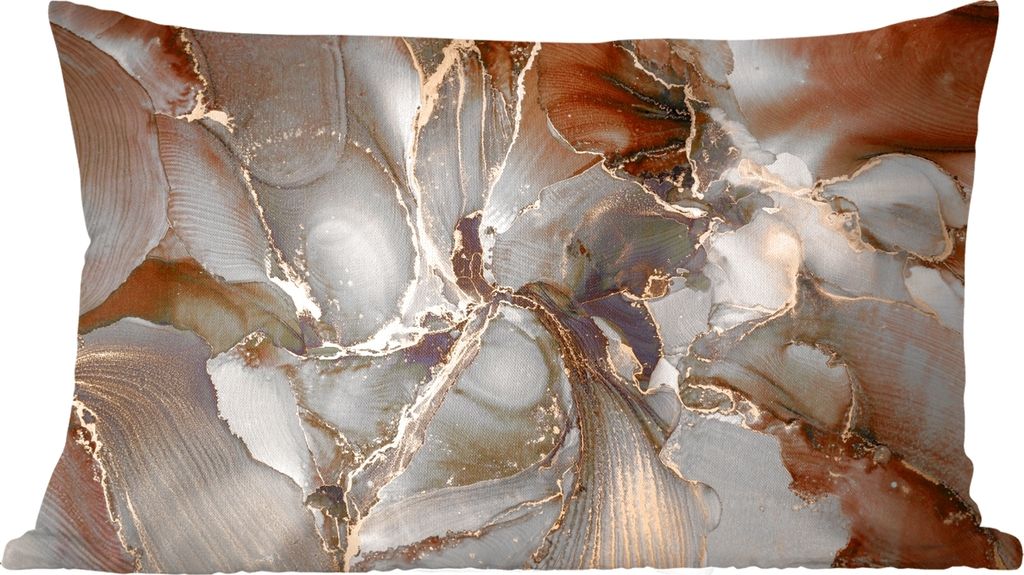 MuchoWow Zierkissen Sofakissen Wohnzimmer Dekokissen 60x40 cm Grau - Gold - Marmor - Marmoroptik - Kopfkissen - Polster mit Foto
