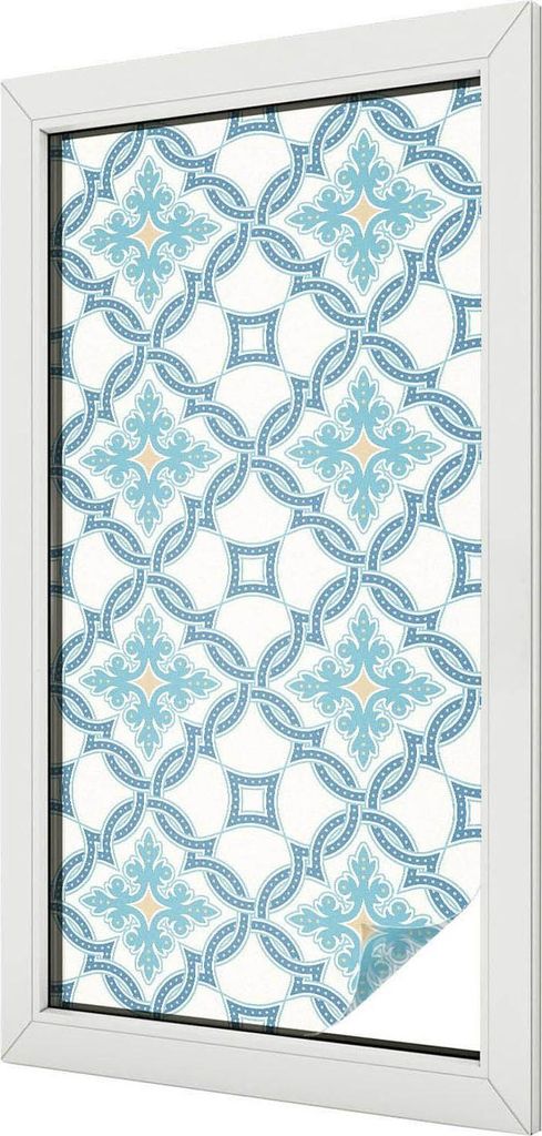 Buntglas Fensterfolie – 100x50 cm – Stained-Glass Design – blickdichte dekorative Sichtschutzfolie – selbstklebend, UV-Schutz – Klassisch...