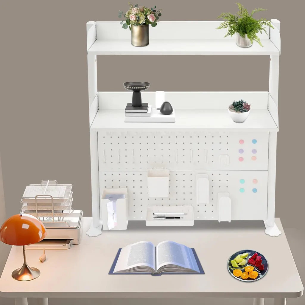 Bibliothèque de bureau à fixer 3 niveaux étagère de rangement blanche - 8