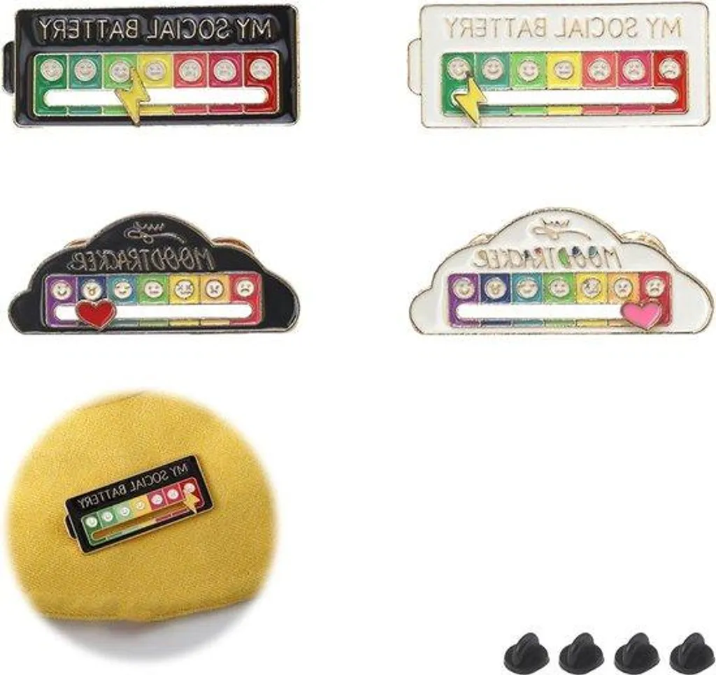 Pin's en émail résistant Batterie Sociale - Lot de 2 Badges Décoratifs