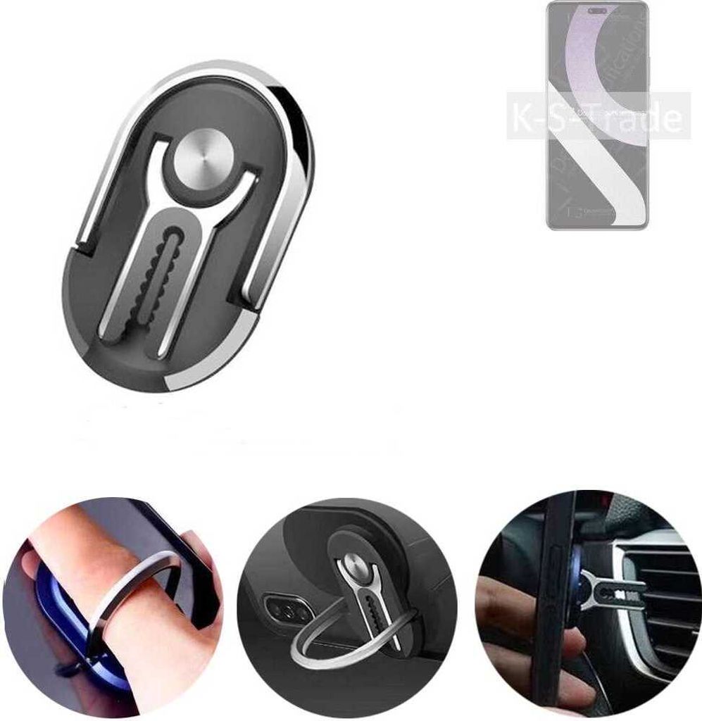K-S-Trade 3in1 Smartphone-Ring Handy-Ring kompatibel mit Xiaomi Civi 2 Fingerhalterung Handyring Tischständer Lüftungsgitter-Halterung Tisch