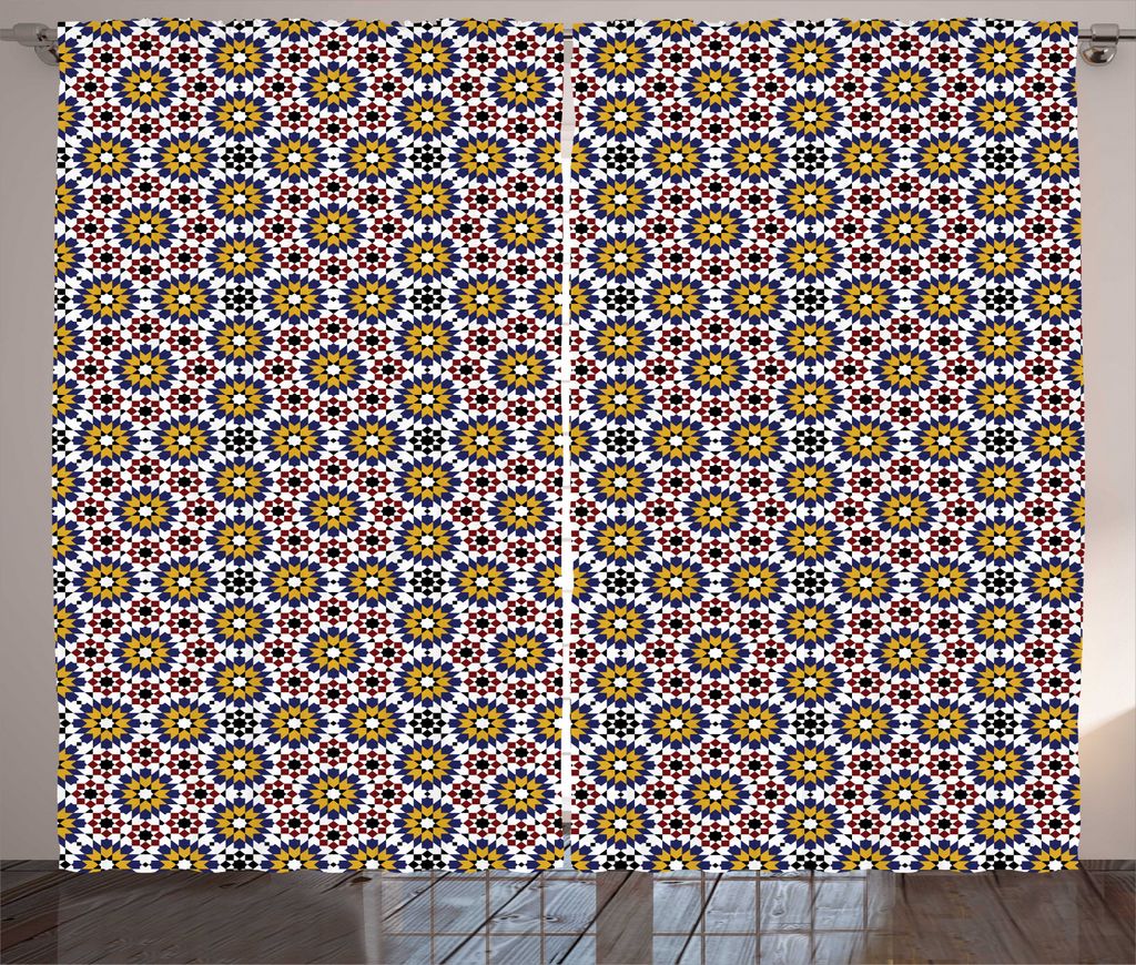 ABAKUHAUS orientalisch Rustikaler Vorhang, floral Geometrisch, Wohnzimmer Universalband Gardinen mit Schlaufen und Haken, 280 x 225 cm, Mehrfarbig
