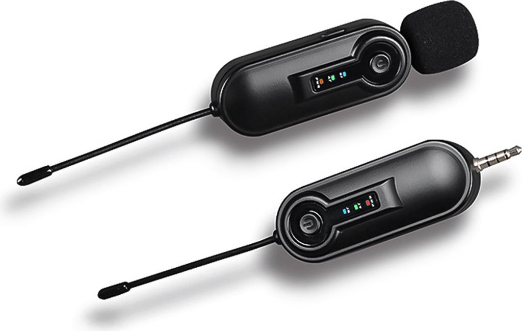 UHF-Funkmikrofon, Ansteckmikrofon, 50?m effektive uebertragung, eingebauter Akku, 3,5?mm TRRS-Stecker mit 6,35?mm TRS-Adapter fuer Smartphone, Comp...