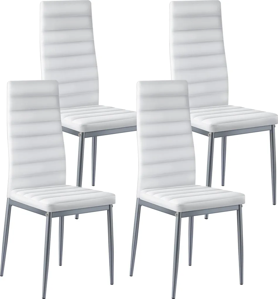 VEVOR Lot de 4 Chaises de Salle à Manger Blanches avec Pieds Métal