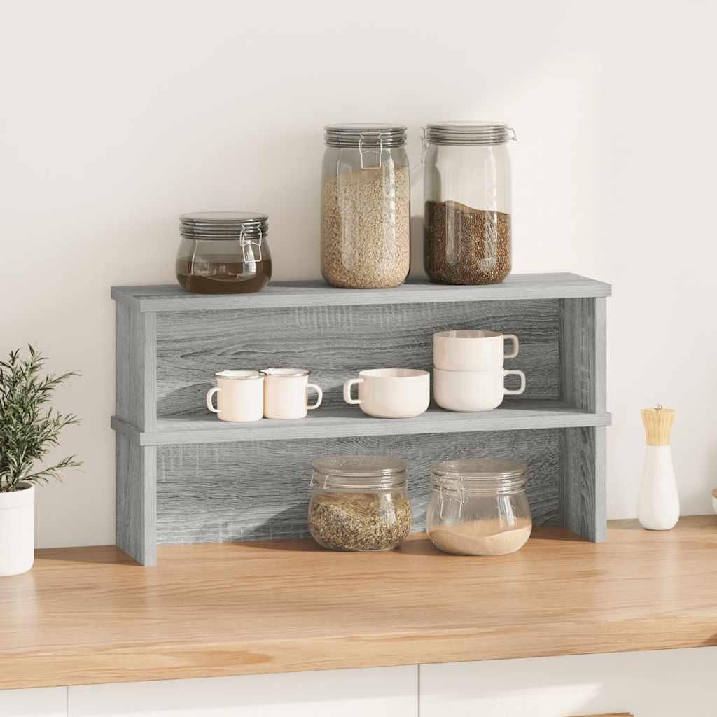 vidaXL Küchenregale Stapelbar 2 Stk. Grau Sonoma 50x15x16 cm
