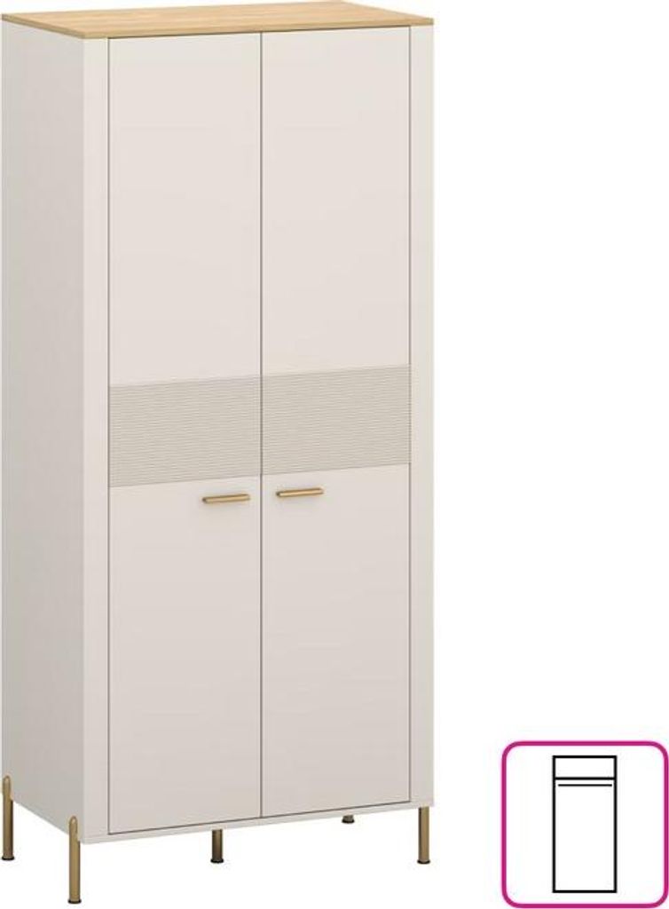 Kondela Zweitüriger Kleiderschrank Runol 2D - Kaschmir / Steineiche