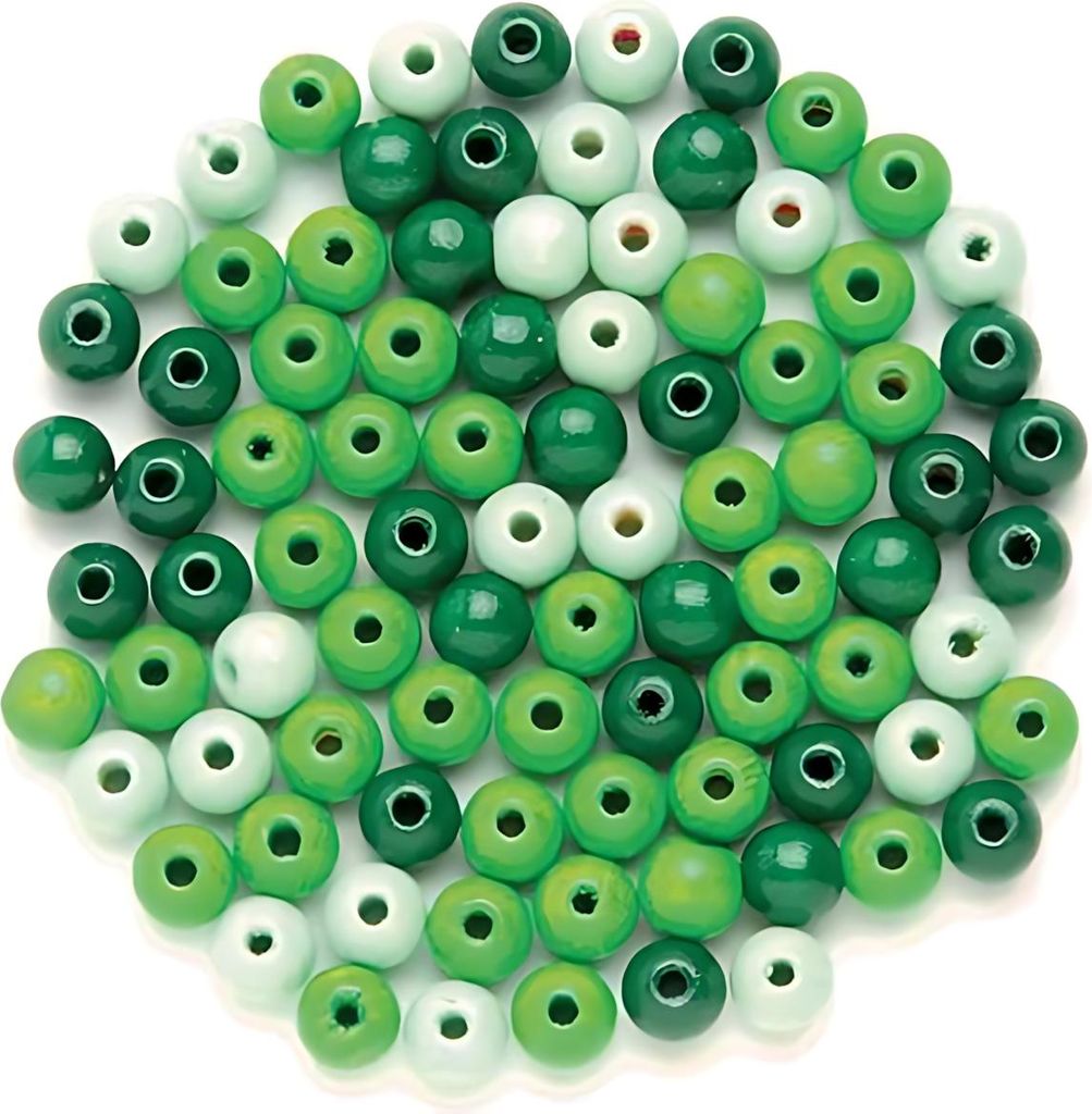 GLOREX Holzperlen Grüntöne grün Ø12mm 28 Stück Produktbild 