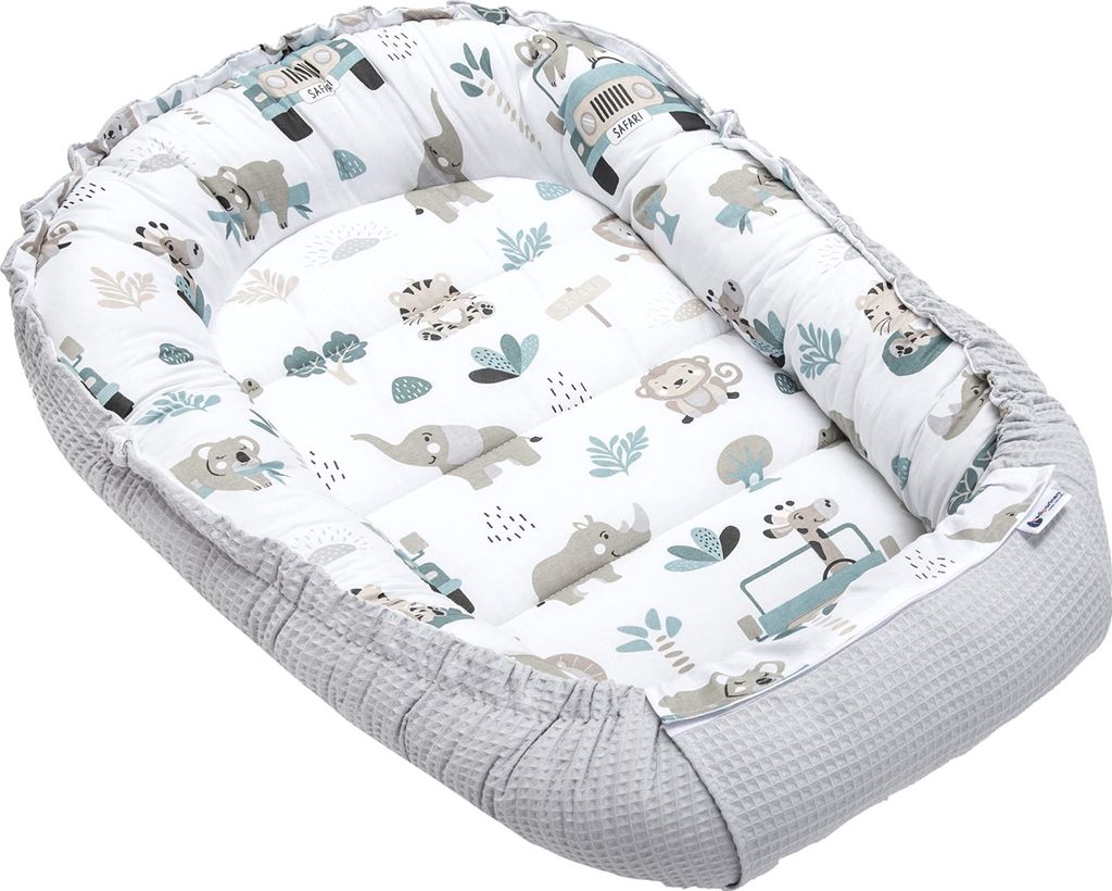 Babynest, Reisebett, Babynestchen, 100x60x15, Mint Zoo mit Produktbild 