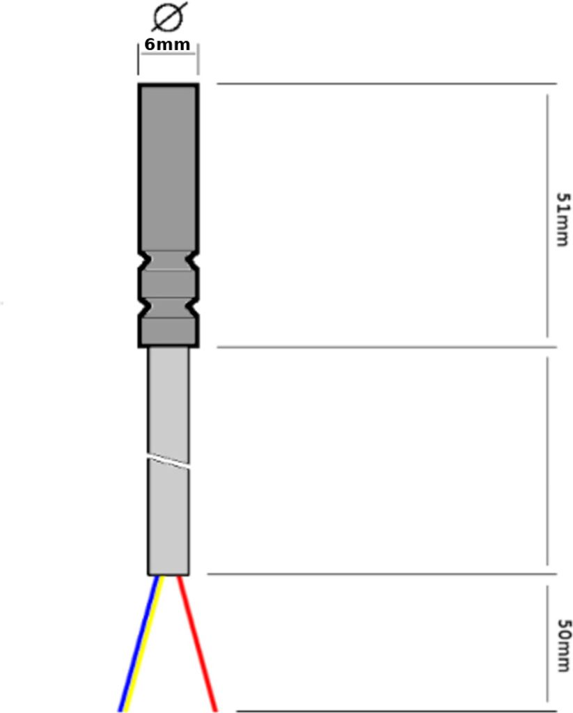 Senzor teploty PT1000 Silikonový kabel 1 metr Obrázek produktu 3