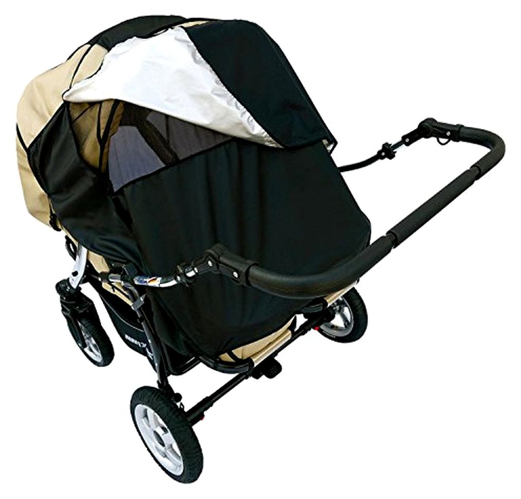 Hannah Duo Sonnensegel für Zwillingswagen mit Fenster und Seitenfenster - Farbe: Schwarz
