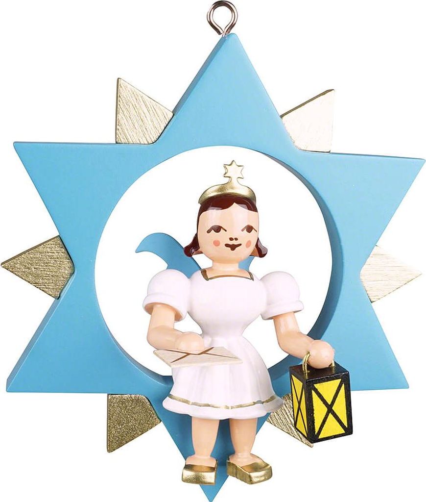 Schutzengel im Stern, farbig (9cm) von Blank Kunsthandwerk