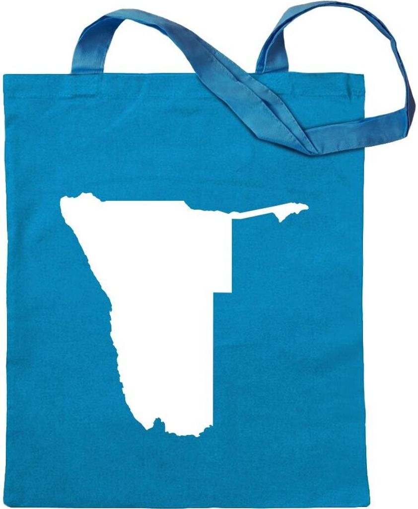 Kiwistar - Baumwolltasche - hellblau - Namibia Umriss Kontur - Tragetasche Stoffbeutel Umhängetasche Langer Henkel