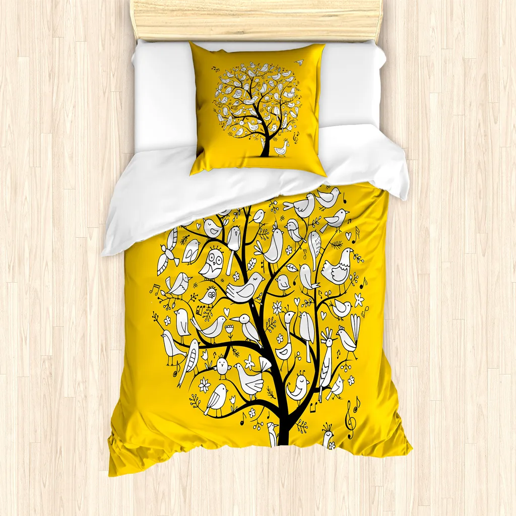 Copripiumino Antiacaro ABAKUHAUS Yellow Bird 135x200 per Allergici