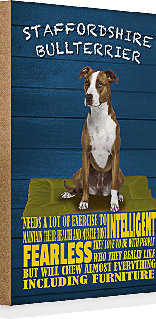 Holzschild Spruch 20x30cm Staffordshire Bullterrier Hund