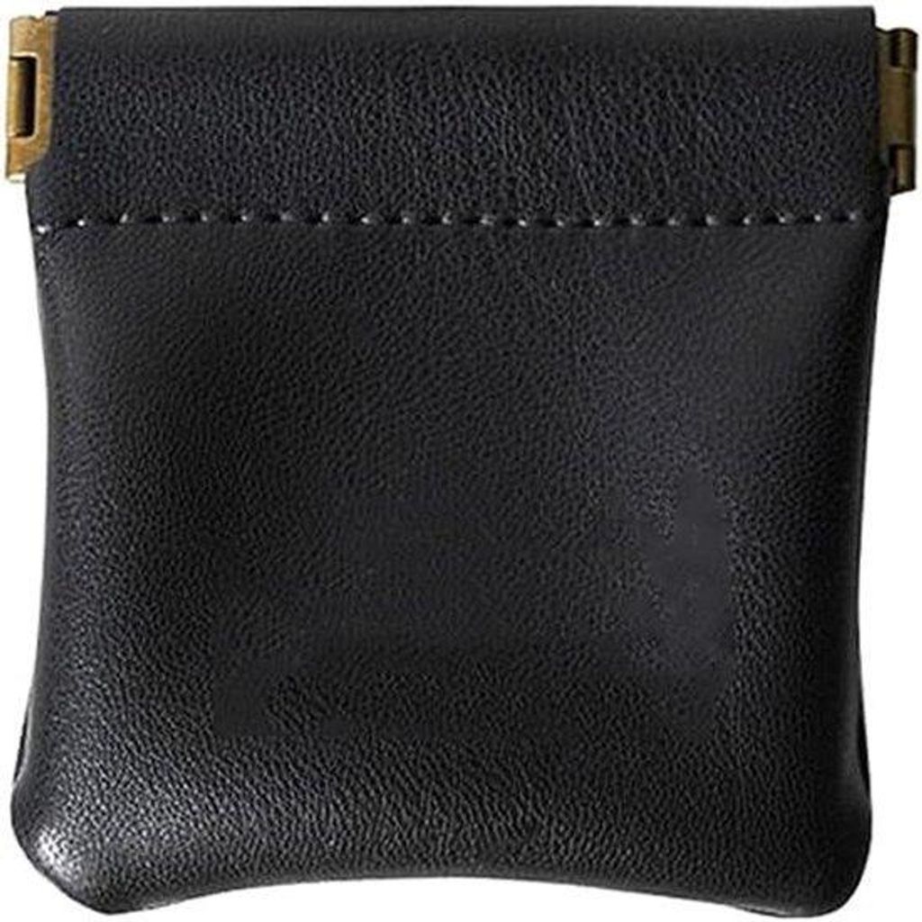 Mini Kunstleder-Portemonnaie für Ohrstöpsel und Schlüssel - Schwarz - Praktischer Accessoire für Männer und Frauen - Mit Kabel-Organisator - 3...