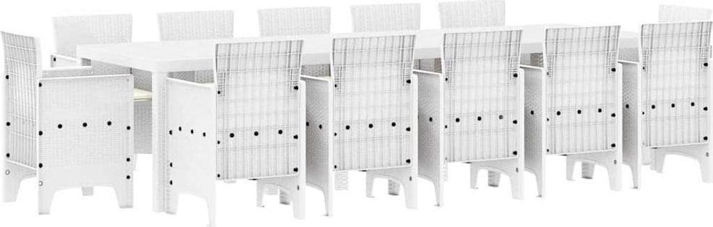 "im Sonderangebot" Garten Essgruppe - elegantes Design - Sitzgruppe/Tisch+ Stuhl - 13 pcs Weiß Poly Rattan und Baumwolle - Terassenmöbel DEMöbel...