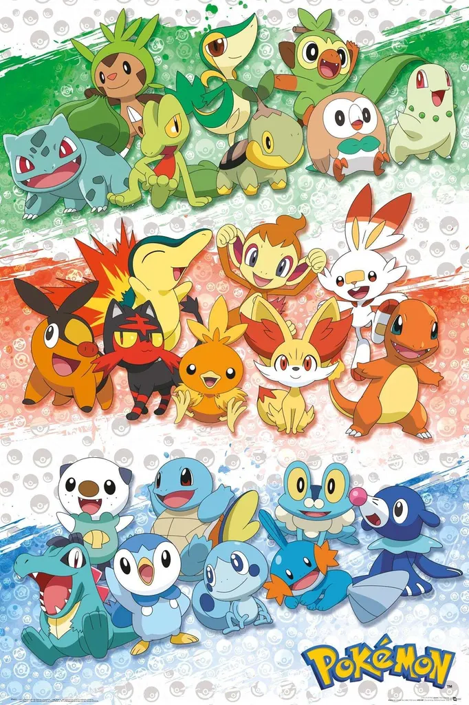 Grande Affiche Murale Pokémon First Partners 61x91.5 cm Style Manga XL