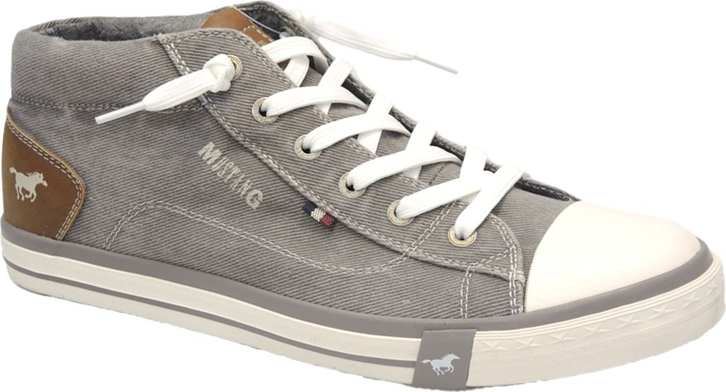 Mustang Herren Sneaker High Top Schnürer Halbschuh Basic Schnürung weiß 4072-507, Größe:44 EU, Farbe:Grau