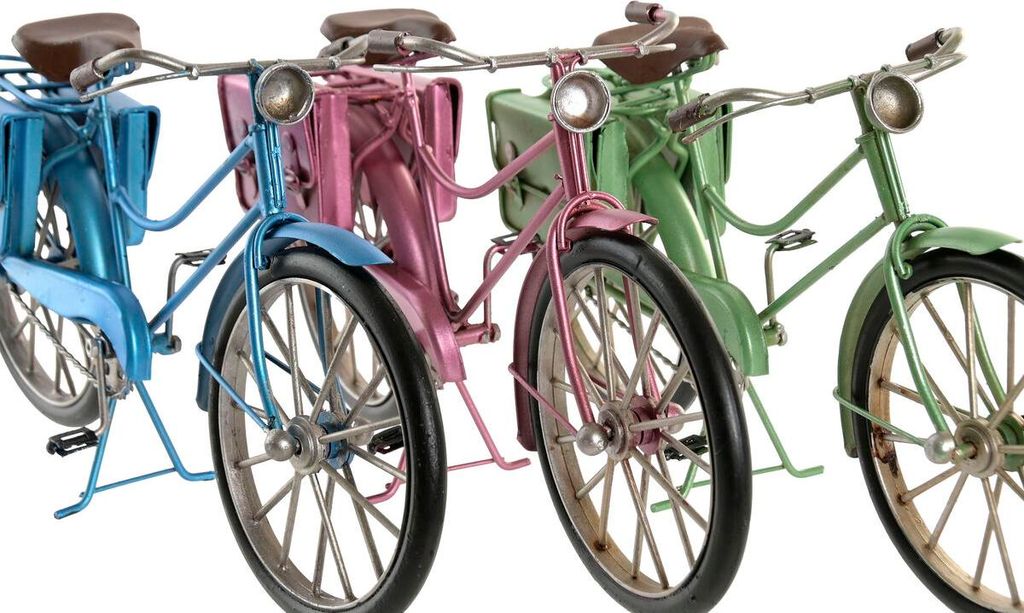 Deko-Figur Home ESPRIT Blau Rot grün Rosa Fahrrad Vintage 30 x 9 x 15 cm (3 Stück)