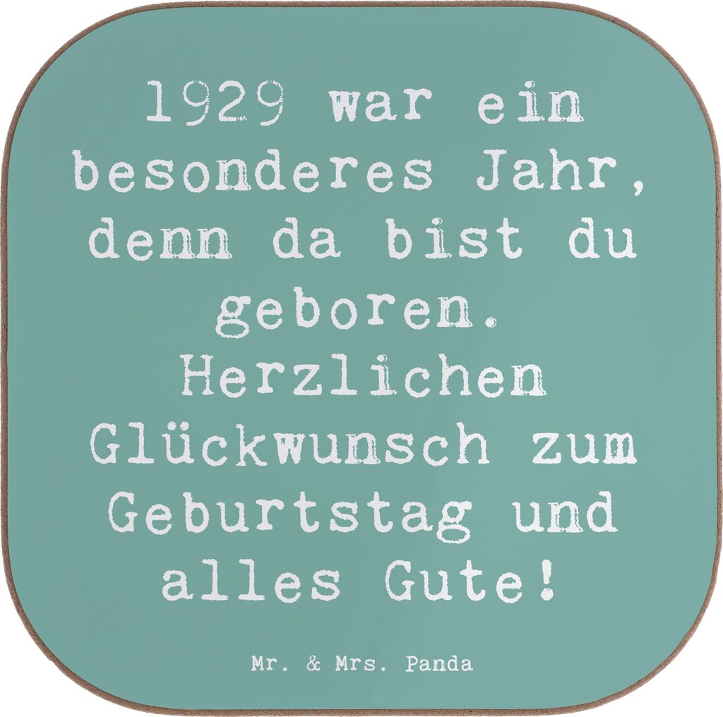 Mr. & Mrs. Panda Holzuntersetzer Spruch 1929 Geburtstag - Meeresbrise - Geschenk, Ehrung Geburtsjahr, Feier, Coaster, Geburtstagsfreude, Erinnerung...