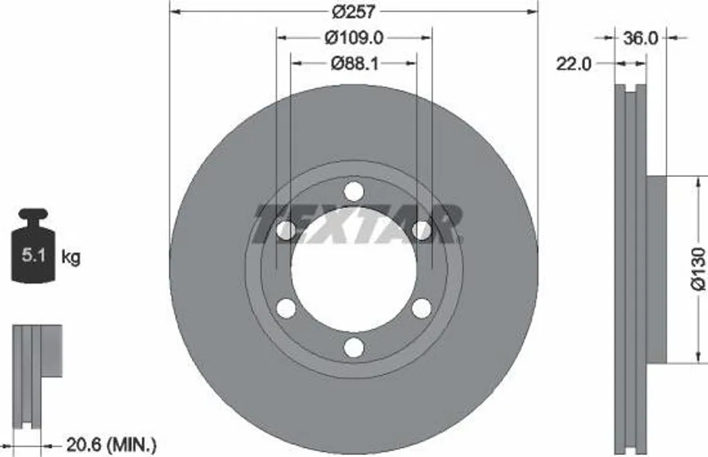 Disque de frein avant OE TEXTAR pour Opel Frontera A et Isuzu Campo 4x4