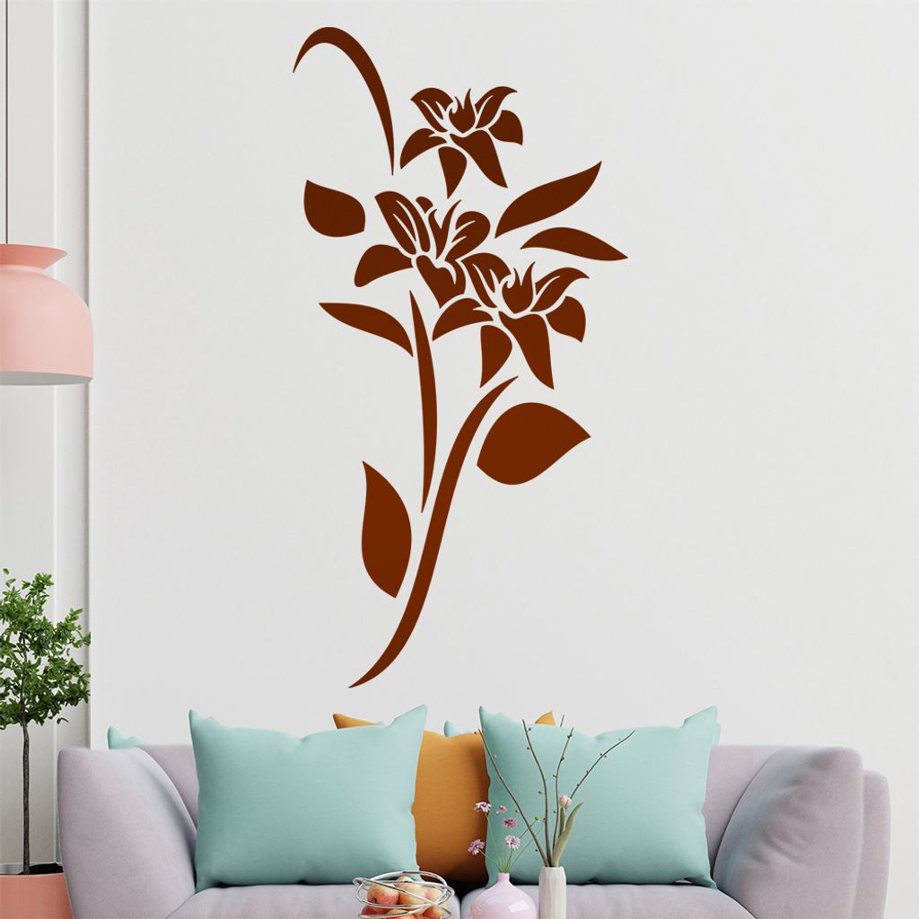 Blumen - Linien Wandtattoo in 6 Größen - Wandaufkleber Wall Sticker - Dekoration, Küche, Wohnzimmer, Schlafzimmer, Badezimmer