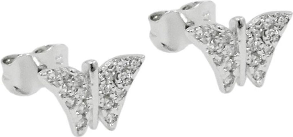 Paar Stecker Ohrstecker Schmetterling mit weißen Zirkonia 375 Gold Weißgold