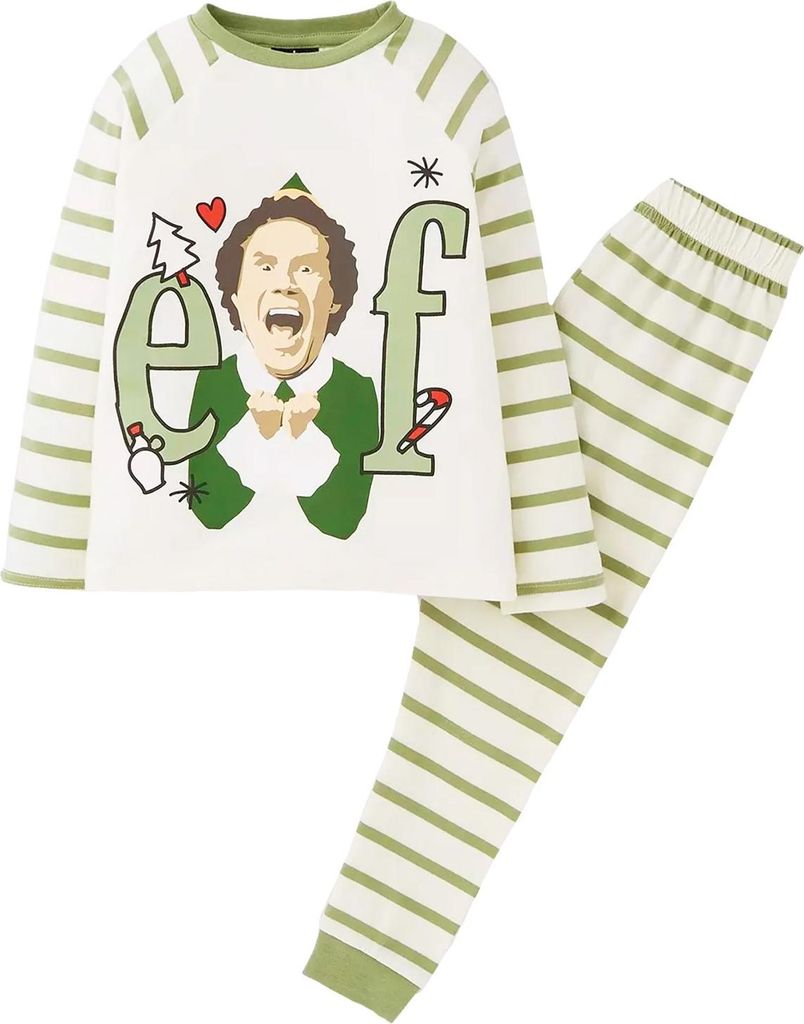 Elf - Schlafanzug mit langer Hose für Kinder, Raglan langärmelig TC829 (146) (Weiß/Grün)
