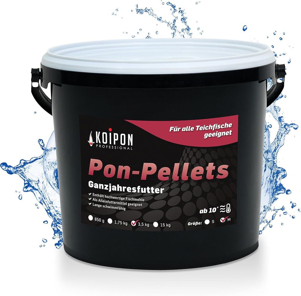 KOIPON Pon-Pellets 6mm 3,5kg Ganzjahresfutter für Koi & Goldfische