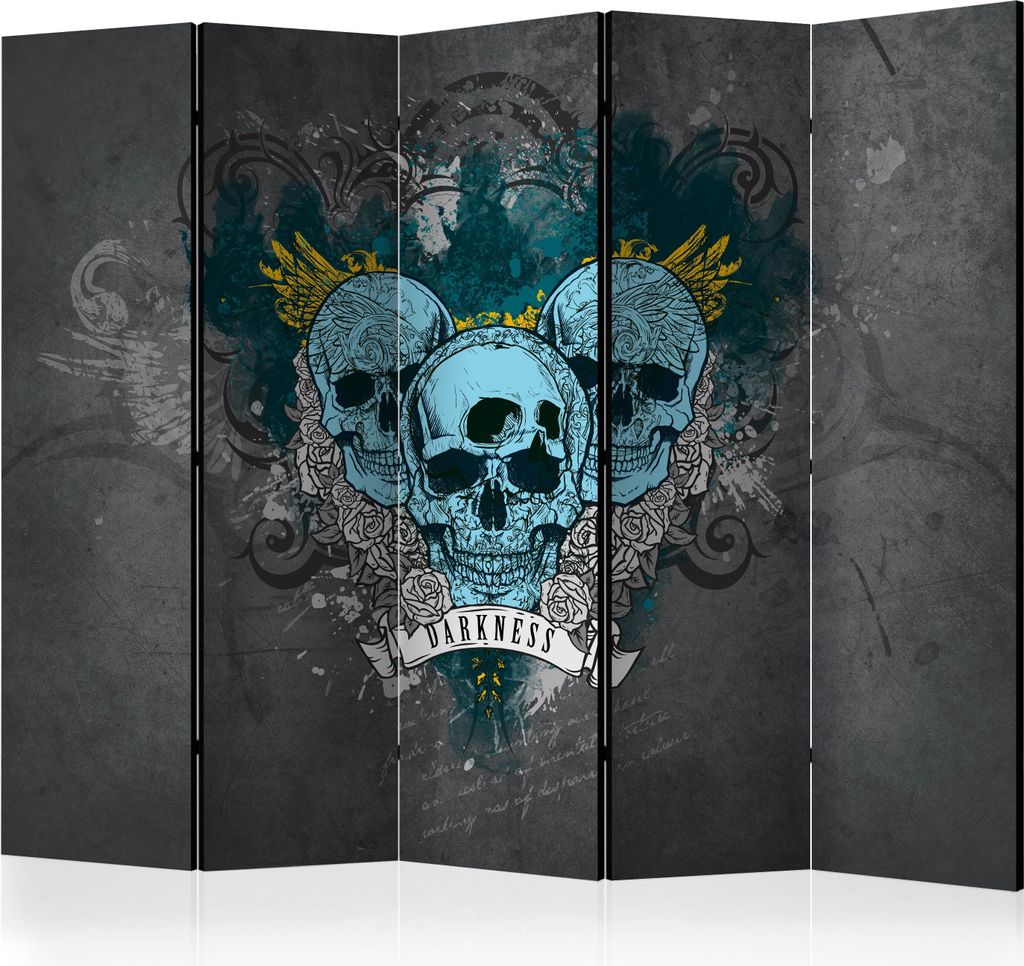 Akusticher Raumteiler Darkness Foto Paravent 225x172 cm beidseitig auf Vlies-Leinwand bedruckt Akustikschaum Trennwand Spanische Wand Sichtschutz H...