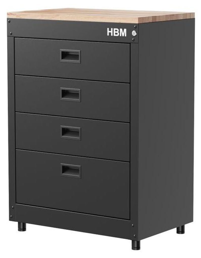 Kleiner 4-Tür Lagerkasten aus Metall, 71 cm, schwarz Produktbild 
