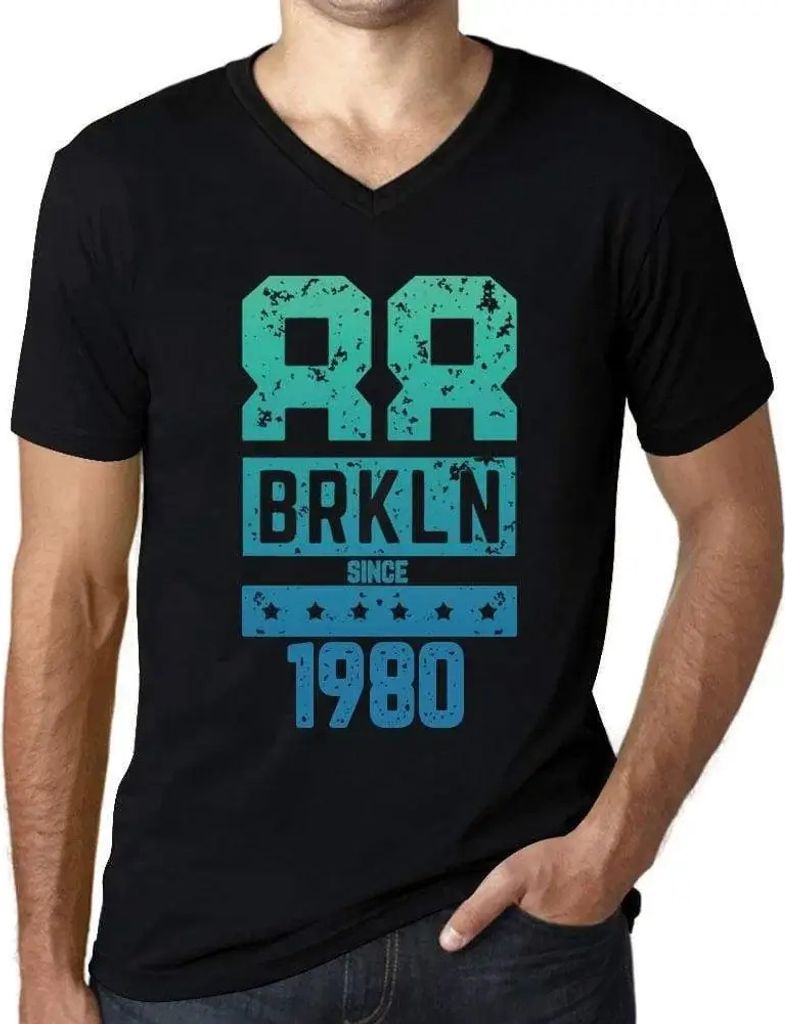 Herren Grafik T-Shirt V-Ausschnitt Brkln seit 1980 – Brkln Since 1980 – Geschenk 44. Geburtstag Jahrestag 44 Jahre Jubiläum 44 Jährige Mann J...