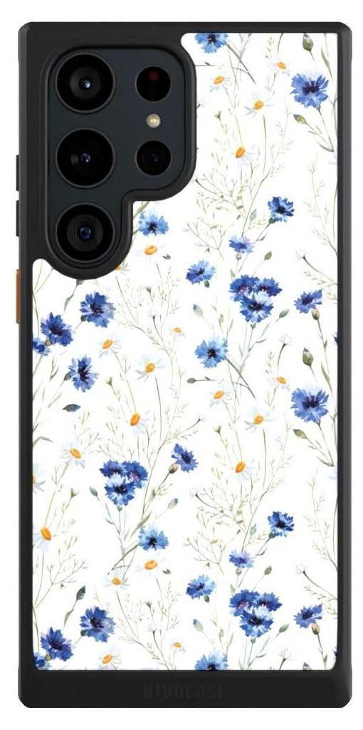 NIVOCASE Hülle für Samsung Galaxy S23 Ultra Handyhülle NIVOcore Case Schwarz Blume Blumen Muster