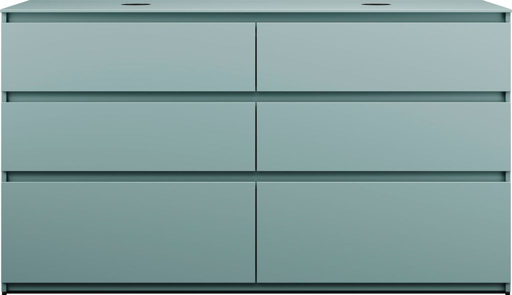 burgbad Lin20 Waschtischunterschrank inklusive Konsolenplatte, 2 Beckenausschnitte, 6 Auszüge, 1602x552x900mm, SGRD160F5395