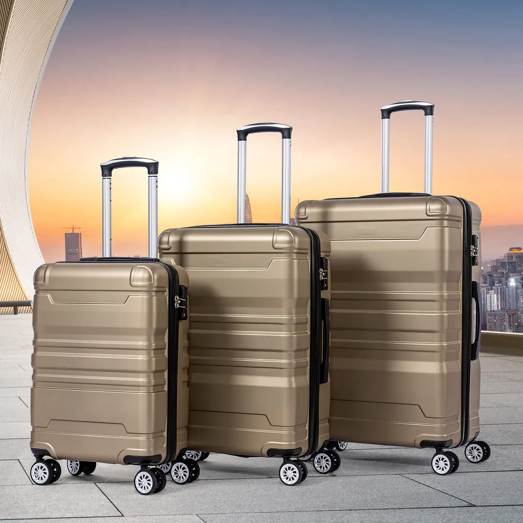Flieks Set Valigie Oro Guscio Duro: 3 Pezzi Ruote Piroettanti e TSA