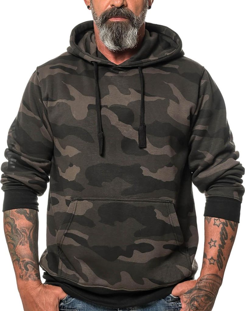 ROCK-IT Apparel Herren Hoodie Kapuzenpullover für Freizeit & Sport, Heavy Hoodie L Dark Camo