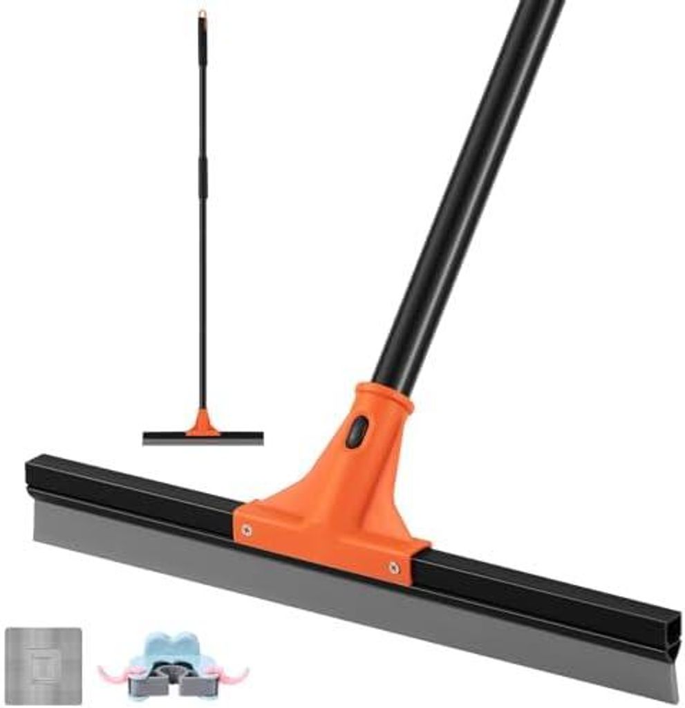 Abzieher Boden, 43cm Breite Wasserschieber Bodenabzieher mit Langem Stiel 154cm Heavy Duty Wasserabzieher Boden Fensterabzieher für Bad Garage Fen...