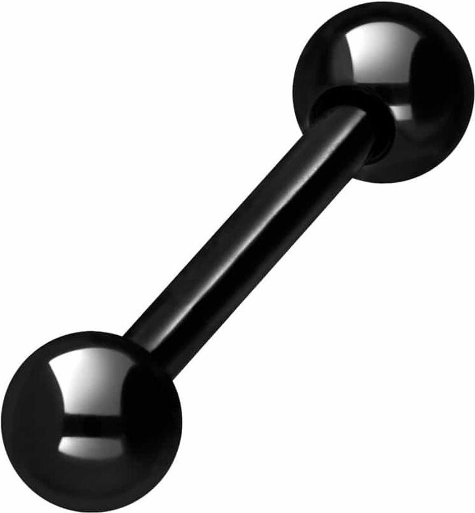 Zungenpiercing, Intim-Piercing Chirurgenstahl Barbell Schwarz Stablänge: 14mm + Stabstärke: 1,6mm + Kugelgröße: 4mm