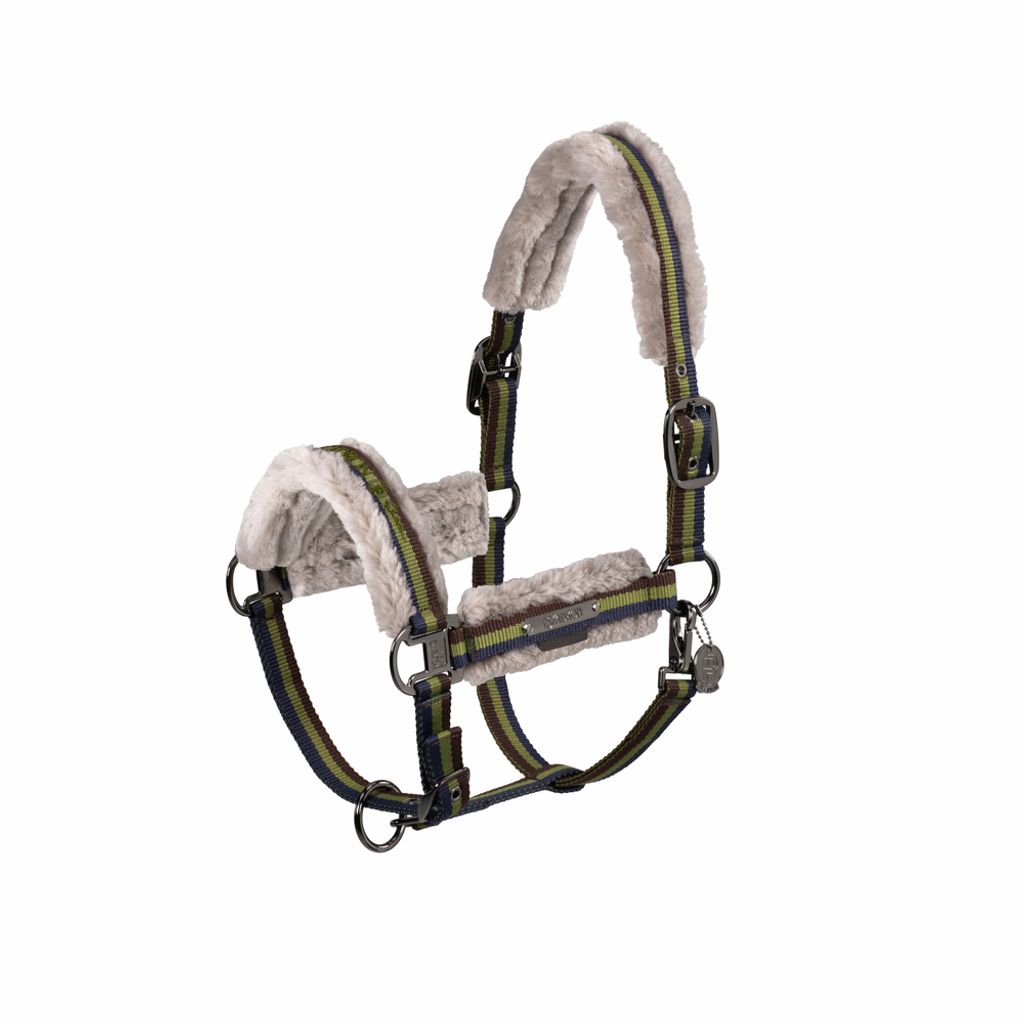 Eskadron Platinum Halfter " DOUBLE PIN GIRTH FAUX FUR" , Stallhalfter Größe - Warmblut Farbe - moss green