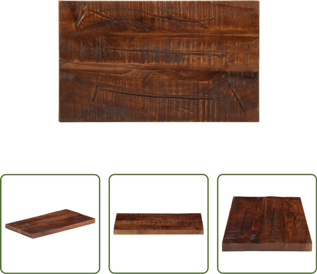 The Living Store Tischplatte 50x20x2,5 cm Rechteckig Altholz Massiv