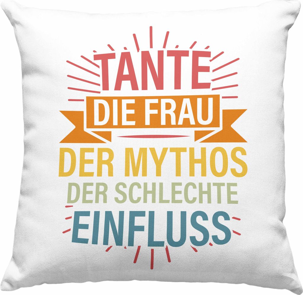 Trendation - Tante Frau Mythos Schlechter Einfluss Geschenk Deko-Kissen mit Füllung 40x40 Geschenkidee Beste Tante Deko-Kissen mit Füllung 40x40...
