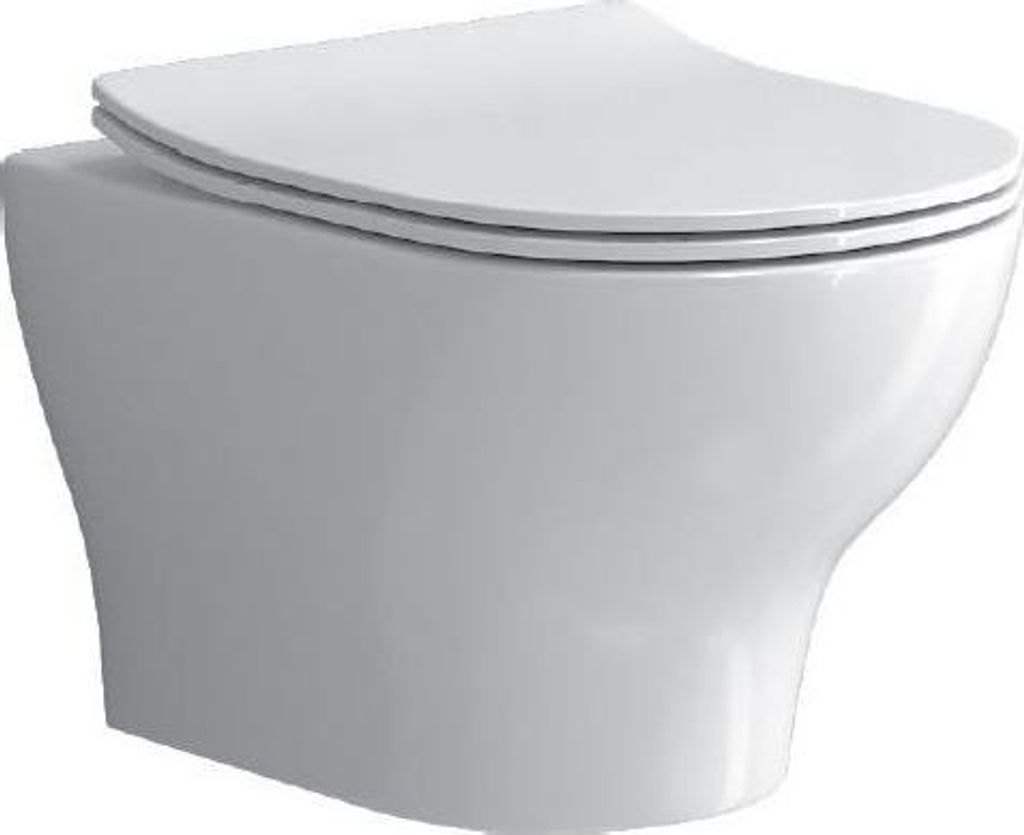 Wandhängendes WC-Becken EOLIS 52x35x30 cm mit Sitz mit Fallbremse KARAG Ihre Wahl: Ohne Spülkasten,