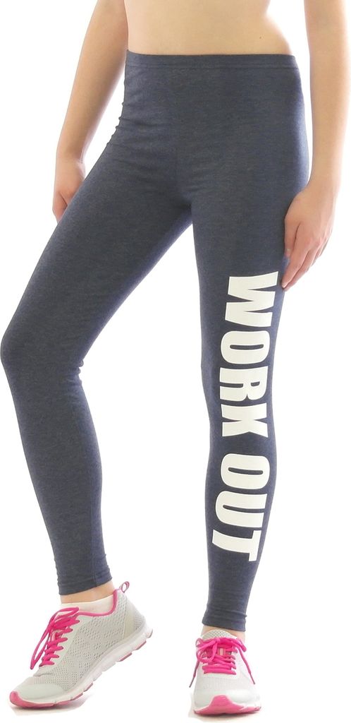 Lange Leggings Schrift WORK OUT Leggins lang Baumwolle Hose jeans M