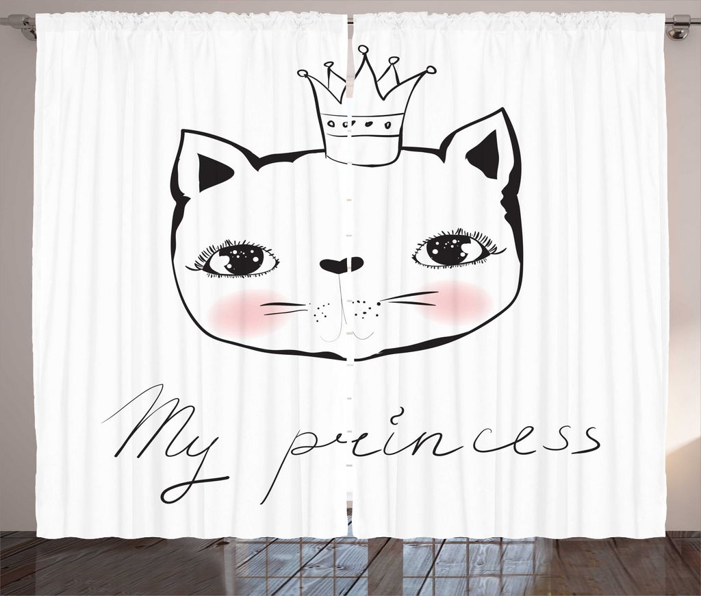 ABAKUHAUS Katzen Rustikaler Vorhang, Kitten Kronen und Kostüme, Wohnzimmer Universalband Gardinen mit Schlaufen und Haken, 280 x 225 cm, Rose Koks...