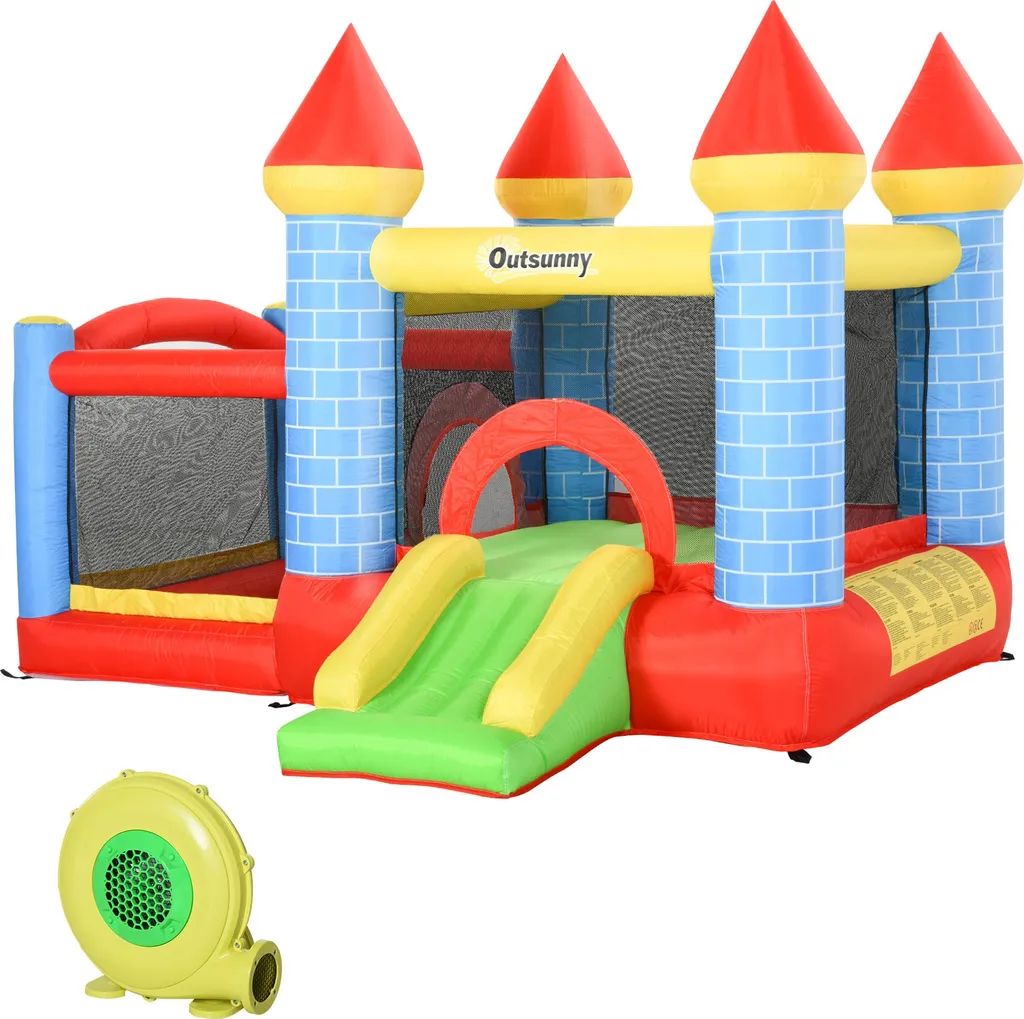 Aire de Jeux Gonflable Extérieure avec Toboggan et Souffleur Inclus
